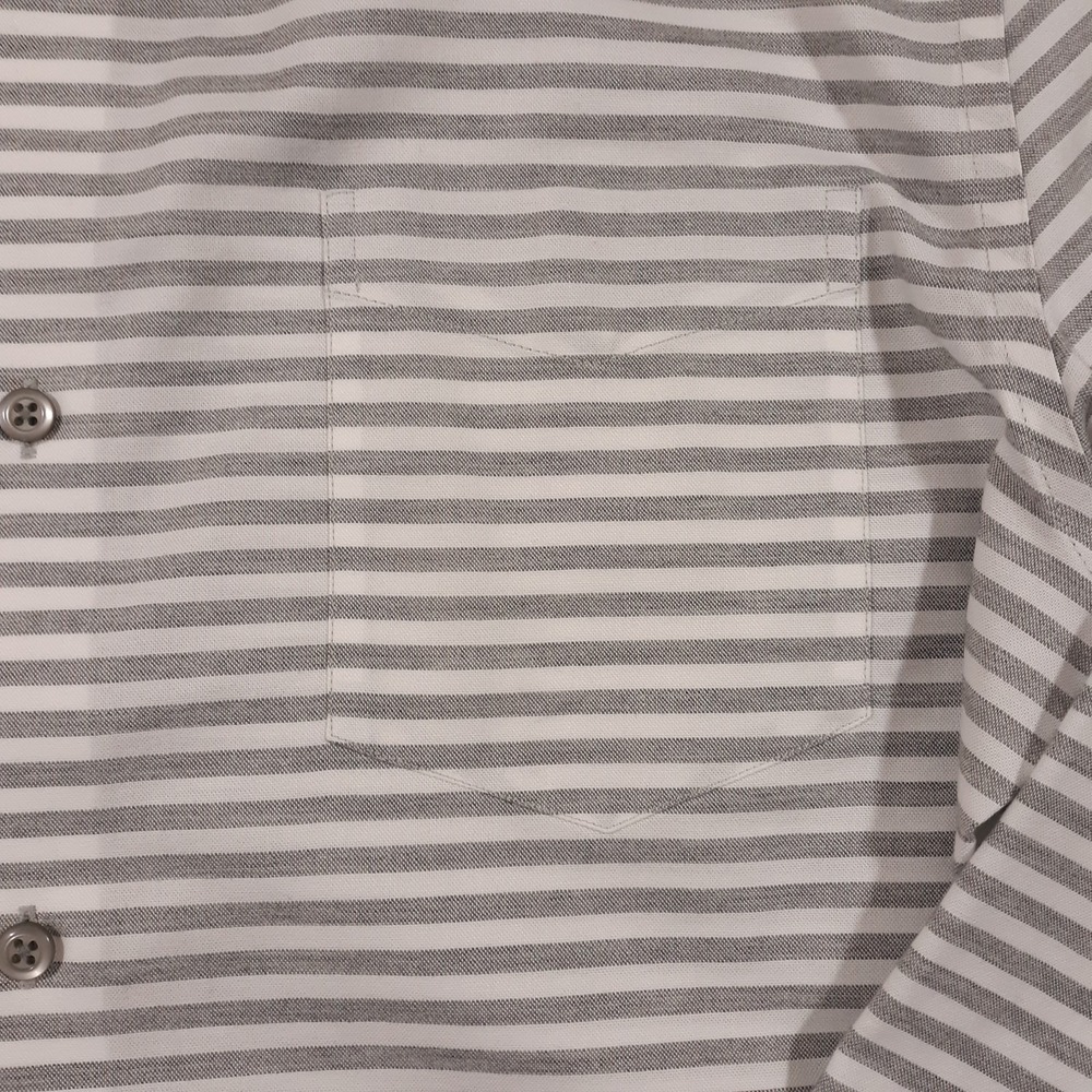 Banana Republic Non-Iron Shirt Mens Size Large Tall Slim‎ Fit Gray Striped NEW - Picture 5 of 11